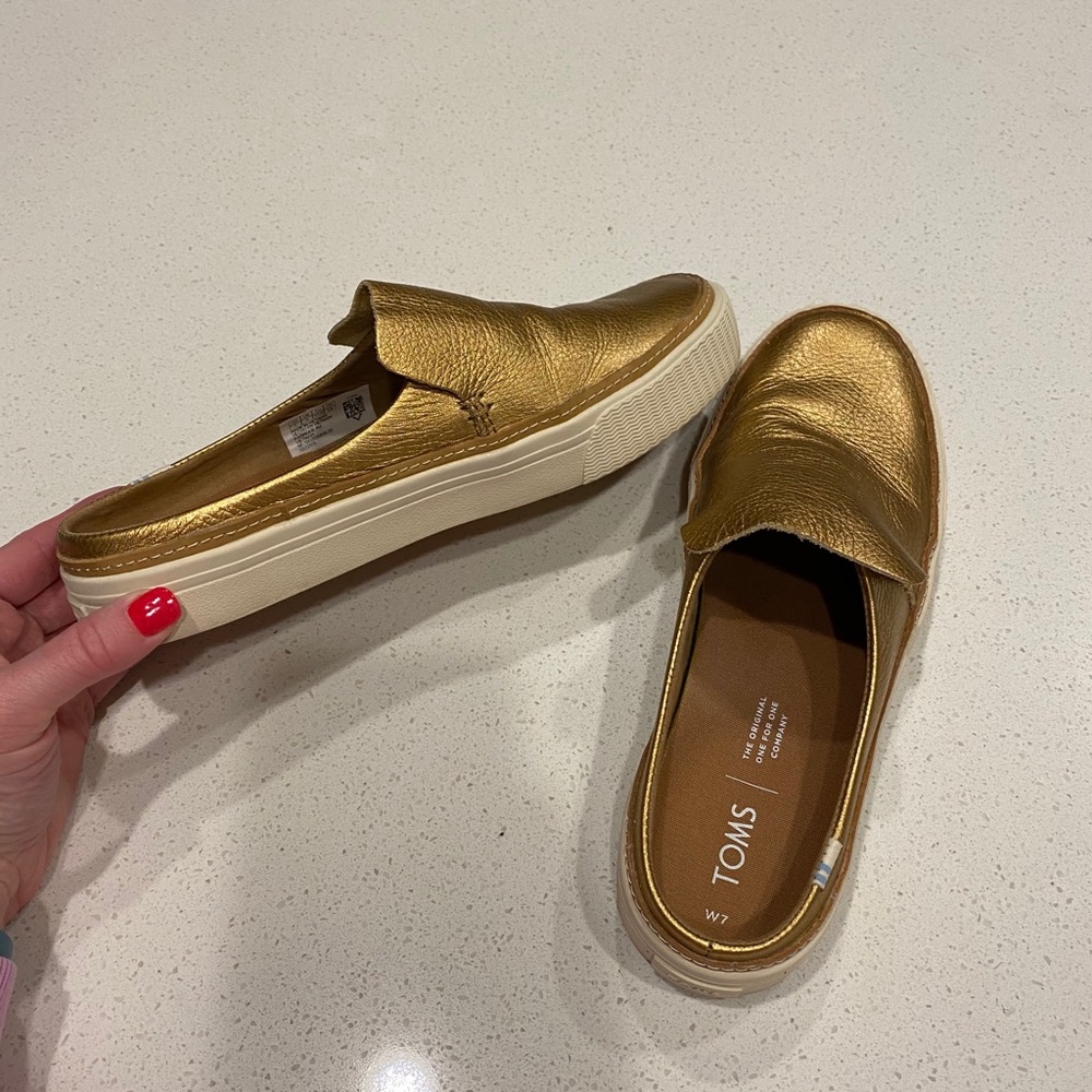 TOMS gold mules